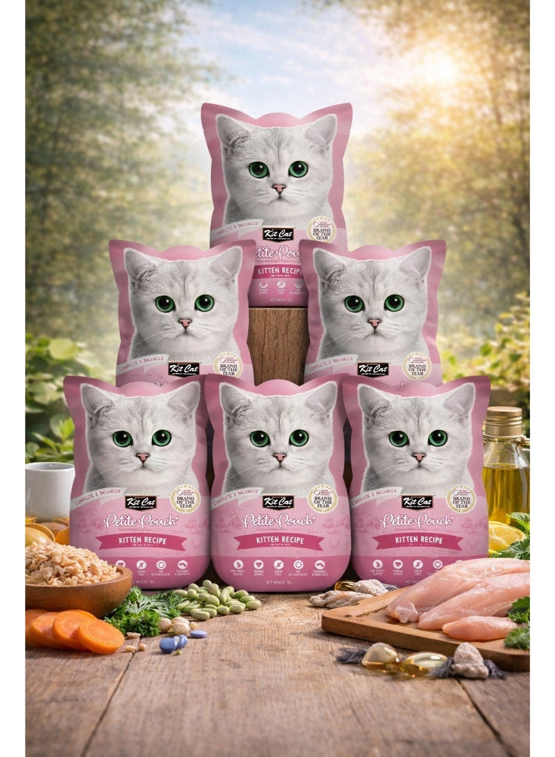 Petite Pouch Kitten Recipe Complete & Balanced Premium Wet Cat Food 70g (Pack of 6)